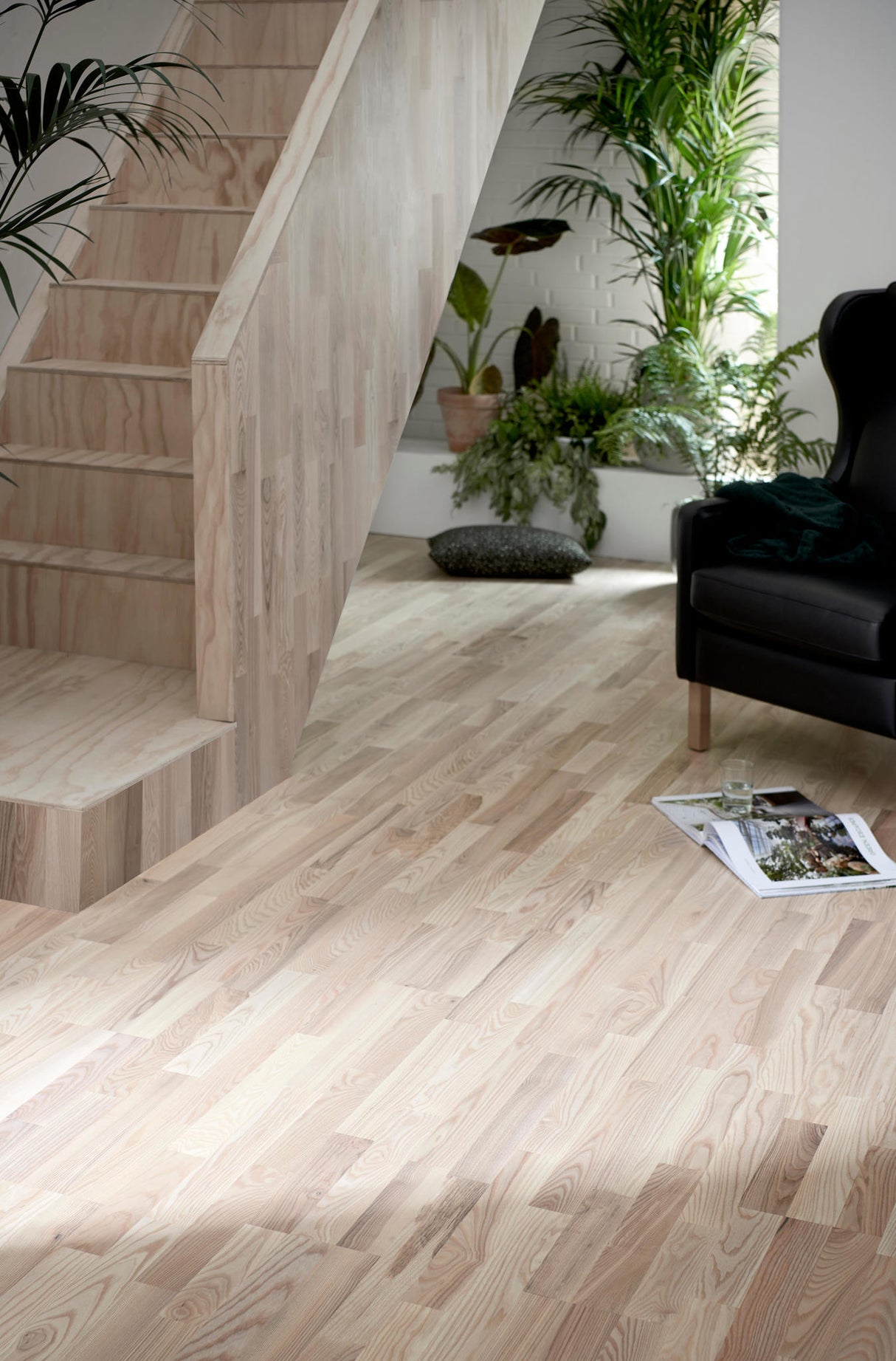 Lamelparket 3 stavs Ask Hvid matlak