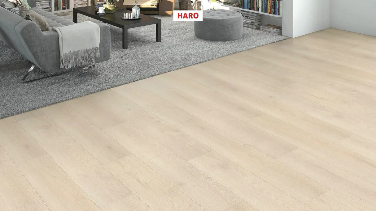 Haro laminatgulv Tritty 90 - Plankegulv, Eg Flavia hvid
