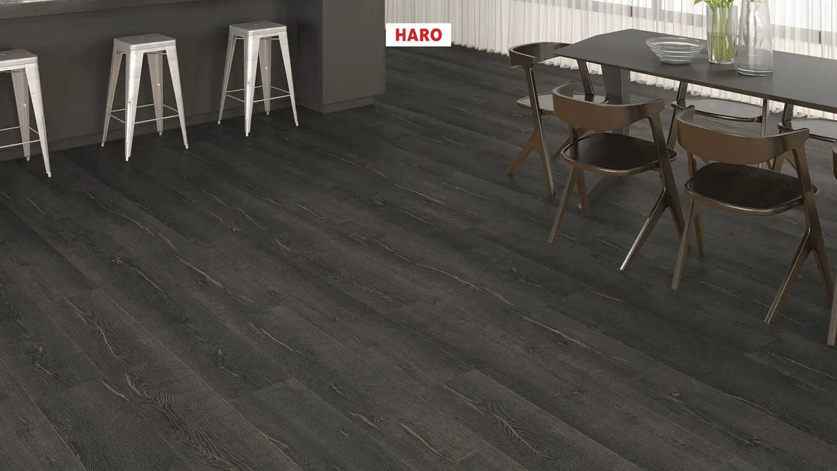 Haro laminatgulv Aqua Korte planker - Eg Metallic sort