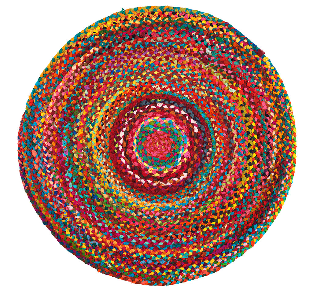 Flätan Polytuft tæppe Rund Multi