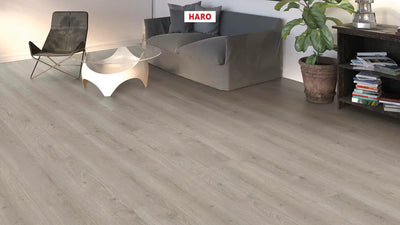 Haro laminatgulv Tritty 100 Korte planker - Eg Flavia grå vareprøve
