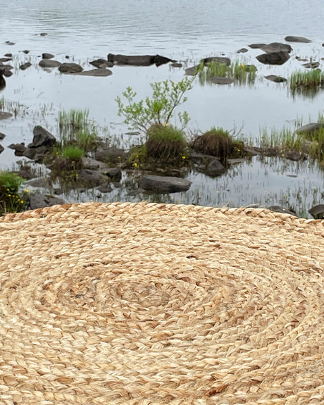 Flätan Polytuft tæppe Rund Jute Natur